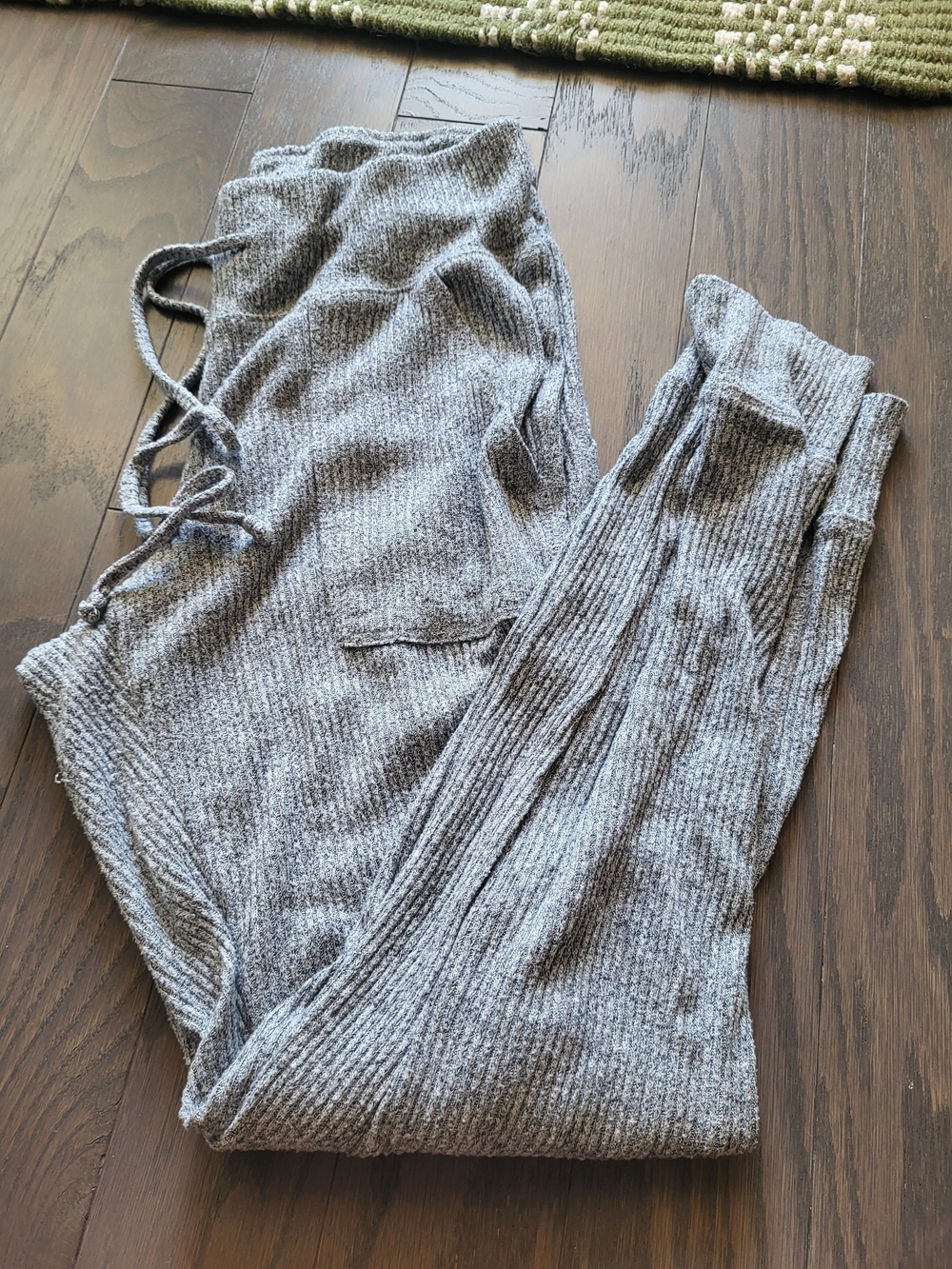 Cozy Ribbed Knit Gray Jogger Pants